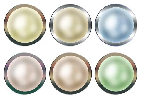 Framed Pearl Buttons Set Isolated on White Background Stock Illustration