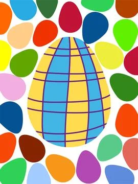 A framed poster with brightly colored Easter eggs. Banner, poster, or greetin Stock Illustration