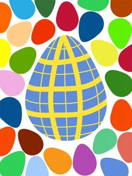 A framed poster with brightly colored Easter eggs. Banner, poster, or greetin Stock Illustration