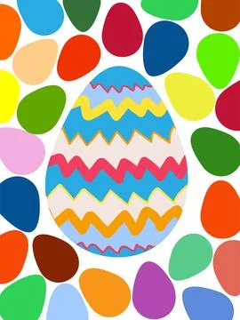 A framed poster with brightly colored Easter eggs. Banner, poster, or greetin Stock Illustration