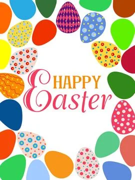 A framed poster with brightly colored Easter eggs. Banner, poster, or greetin Stock Illustration