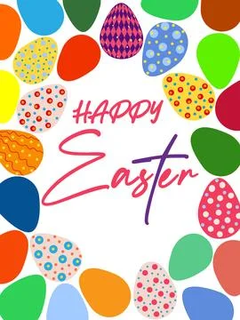 A framed poster with brightly colored Easter eggs. Banner, poster, or greetin 스톡 일러스트