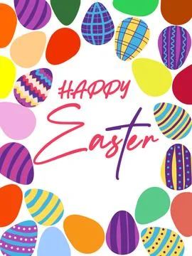 A framed poster with brightly colored Easter eggs. Banner, poster, or greetin Stock Illustration