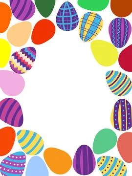 A framed poster with brightly colored Easter eggs. Banner, poster, or greetin Stock Illustration