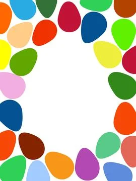 A framed poster with brightly colored Easter eggs. Banner, poster, or greetin Stock Illustration