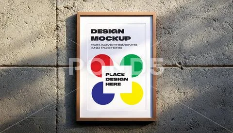 Framed Poster Mock-up On A Concrete Wall PSD-Vorlage