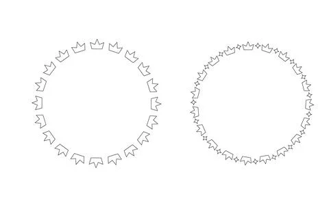 Framed set of crowns in white with black border. Stock Illustration