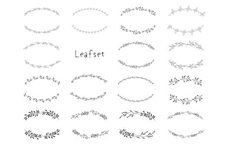Framed set of semi-circular leaves. Stock Illustration