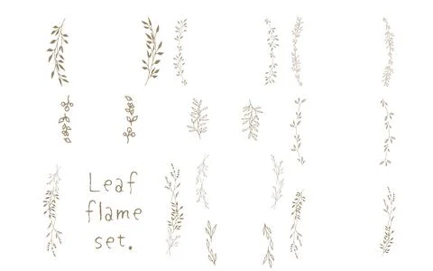 Framed set of semi-circular leaves. Vertical. Stock Illustration