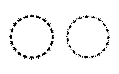 Framed set of simple black crowns. Circular. Stock Illustration
