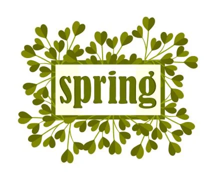 Framed Spring Botanical Composition with Green Bouquet Vector Illustration Illustrazione stock