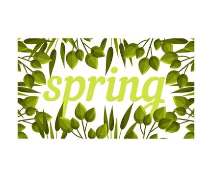 Framed Spring Botanical Composition with Green Bouquet Vector Illustration 스톡 일러스트