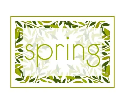 Framed Spring Botanical Composition with Green Bouquet Vector Illustration Illustrazione stock