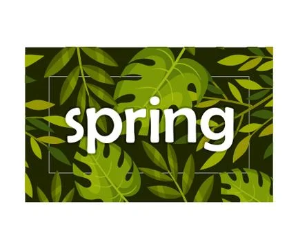 Framed Spring Botanical Composition with Green Bouquet Vector Illustration Illustrazione stock