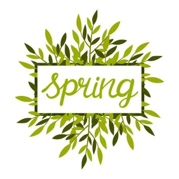 Framed Spring Botanical Composition with Green Bouquet Vector Illustration Illustrazione stock