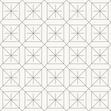 Framed square star tile pattern, seamless pattern in line design. square, frame Stock Illustration