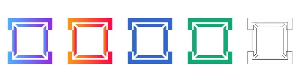 Framed Square UI Element Icons Stock Illustration