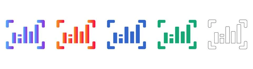 Framed Statistical Data Icons Stock Illustration