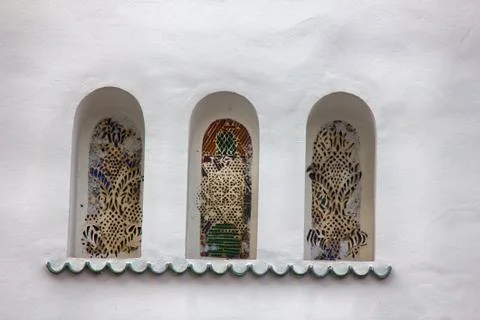 Framed window in medieval and classical architecture Stock Photos