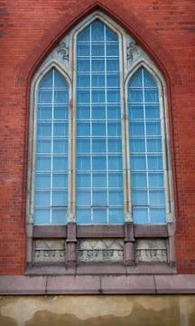 Framed window in medieval and classical architecture Stock Photos