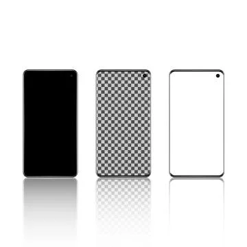 Frameless smart phone mockup template isolated on white background Stock Illustration