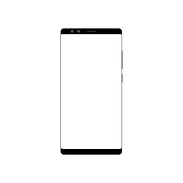 Frameless smartphone mock up with blank screen isolated on white background. Stock Illustration