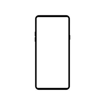 Frameless smartphone mock up with blank screen isolated on white background. Stockillustratie