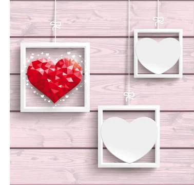 Frames 2 White Hearts 1 LowPoly Heart 库存插图