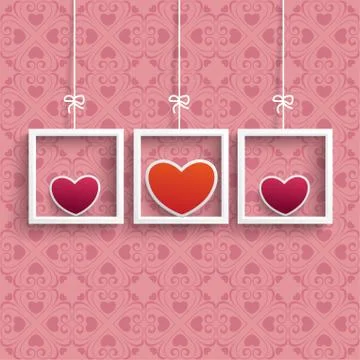 Frames 3 colored hearts ornaments Stockillustratie