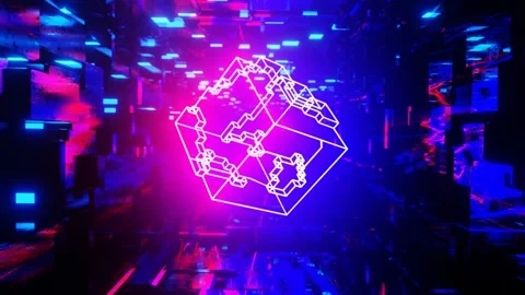 Frames. 3d object or structure rotates and moves inside glass mirror tunnel with 스톡 동영상 278981961