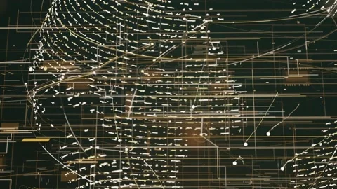 Frames advancing, 3D wireframe sphere assembling and rotating in grid with light Stock Footage 337141150