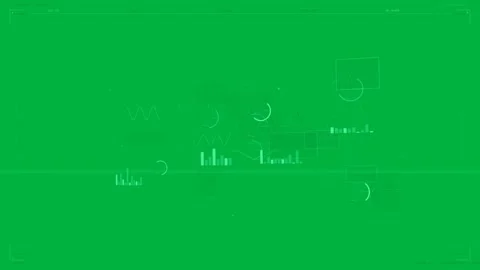 On frames advancing teal HUD forming, connecting nodes and displaying metrics on Stock Footage 333972308