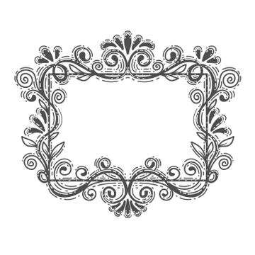 Frames and Borders Hand-Drawn .Pattern of flowers Stock Illustration