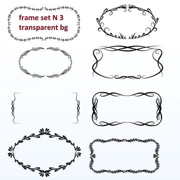 Frames and borders monograms, grass vines and leaves for banners business cards Stock Illustration