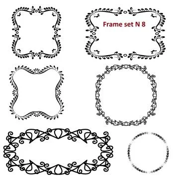 Frames and borders monograms grass vines and leaves for banners business cards Illustrazione stock