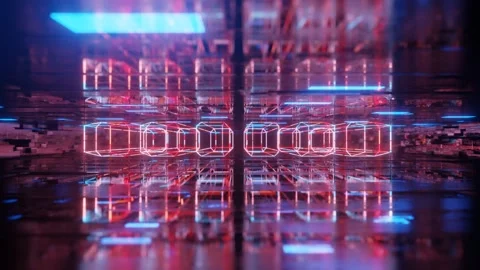 Frames and cubes. 3d object or structure rotates and moves inside glass mirror 스톡 동영상 270235427