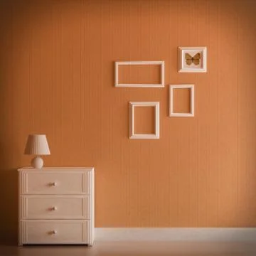 Frames and Dresser in Interior Foto stock