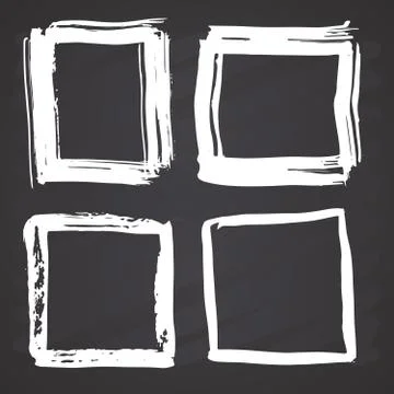 Frames and text boxes, grunge textured hand drawn elements set, vector illust Illustrazione stock
