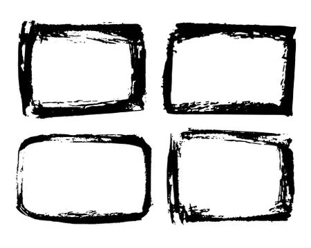 Frames and text boxes, grunge textured hand drawn elements set, vector illust Stock Illustration