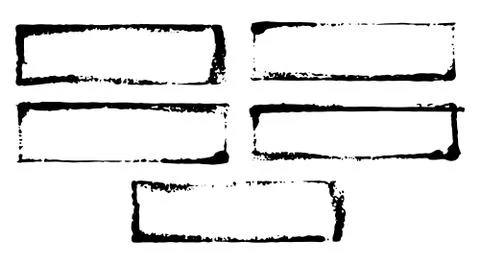 Frames and text boxes, grunge textured hand drawn elements set, vector illust イラスト素材