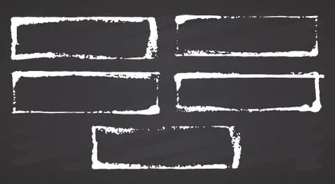 Frames and text boxes, grunge textured hand drawn elements set, vector illust Stock Illustration