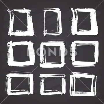 Frames and text boxes, grunge textured hand drawn elements set, vector illust 스톡 일러스트