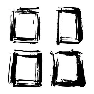 Frames and text boxes, grunge textured hand drawn elements set, vector illust Illustrazione stock