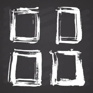 Frames and text boxes, grunge textured hand drawn elements set, vector illust Stock Illustration