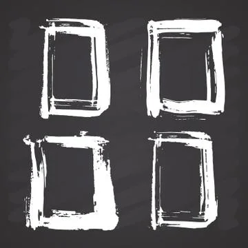 Frames and text boxes, grunge textured hand drawn elements set, vector illust Stock Illustration