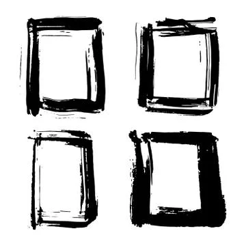 Frames and text boxes, grunge textured hand drawn elements set, vector illust Illustrazione stock