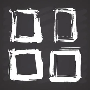 Frames and text boxes, grunge textured hand drawn elements set, vector illust Stock Illustration