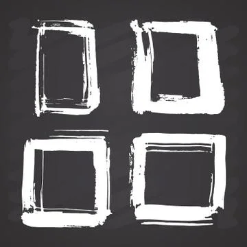 Frames and text boxes, grunge textured hand drawn elements set, vector illust Stock Illustration