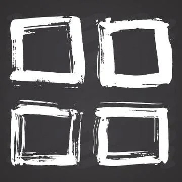 Frames and text boxes, grunge textured hand drawn elements set, vector illust Stock Illustration