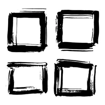 Frames and text boxes, grunge textured hand drawn elements set, vector illust Illustrazione stock